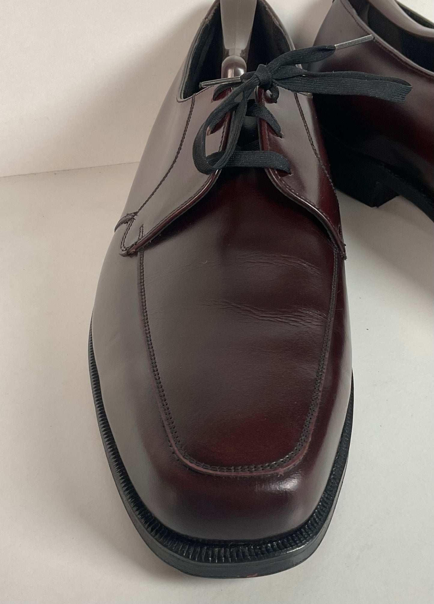 Vintage Florsheim Plain-Toe Derby Shoes | Burgundy Veal | 1970s | Men’s 13 B