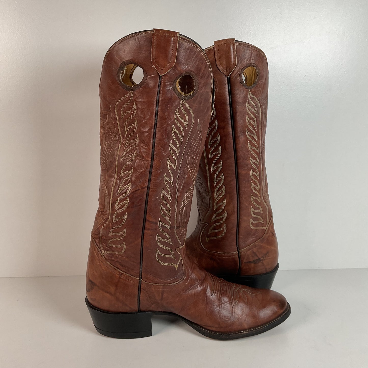 Vintage Tony Lama Buckaroo Boots | Chocolate Cow | Gold Label | 1970s | 11 D