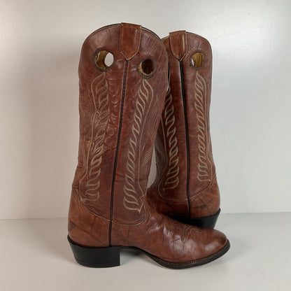 Vintage Tony Lama Buckaroo Boots | Chocolate Cow | Gold Label | 1970s | 11 D