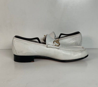 Vintage Johnston Murphy Aristocraft White Moccasin Loafers 10.5 Narrow USA Made