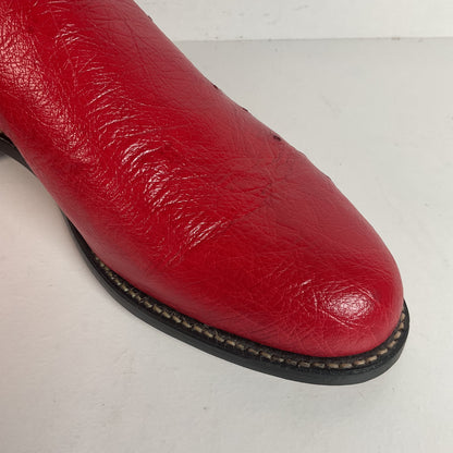 Justin Smooth Ostrich Roper Boots | Exotic | USA Made | Ruby Red | Women’s 7 B