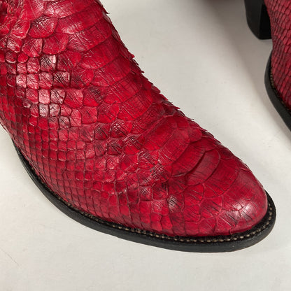 Tony Lama Full Python Cowboy Boots | Red Snakeskin | Men’s 9 | Women’s 10