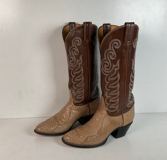 Tony Lama Snakeskin Cowboy Boots | Gold Label | Men’s 7.5 C | Women’s 8.5