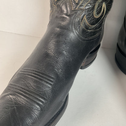 1950s Tony Lama Cowboy Boots | Black | Distressed | Men’s 9.5