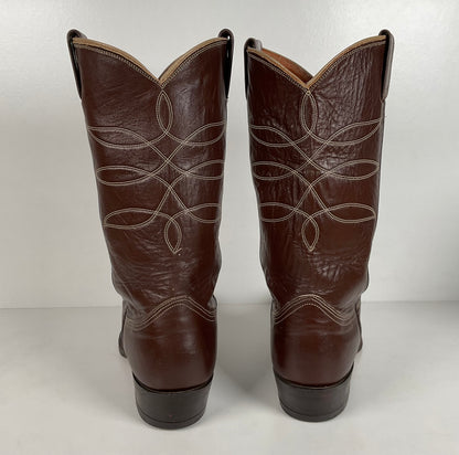 Vintage Nocona Cowboy Boots | Chocolate Calfskin | 1960s-1970s | Men’s 10 D
