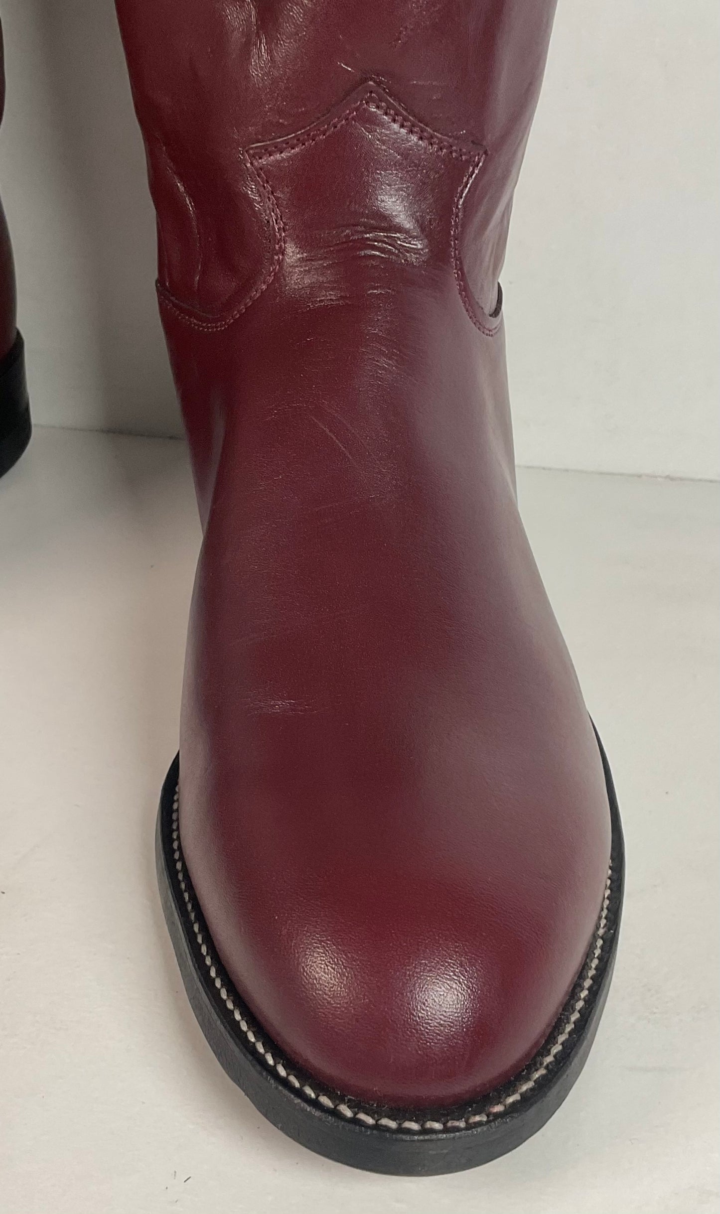 Justin Burgundy Calf Roper Boots 13 D USA Made