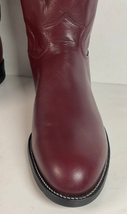 Justin Burgundy Calf Roper Boots 13 D USA Made