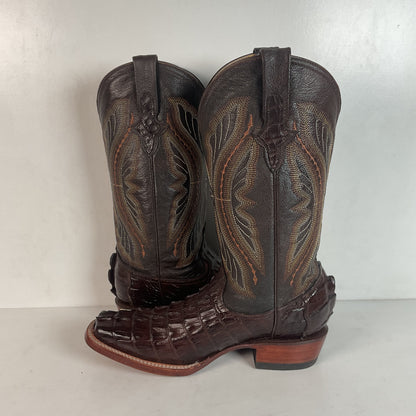 Ferrini Exotic Hornback Caiman Crocodile Cowboy Boots 9 EE Square Toe
