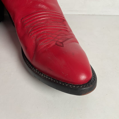 Honcho Custom Ruby Red Cowgirl Boots 8 A USA Made Scallop Top