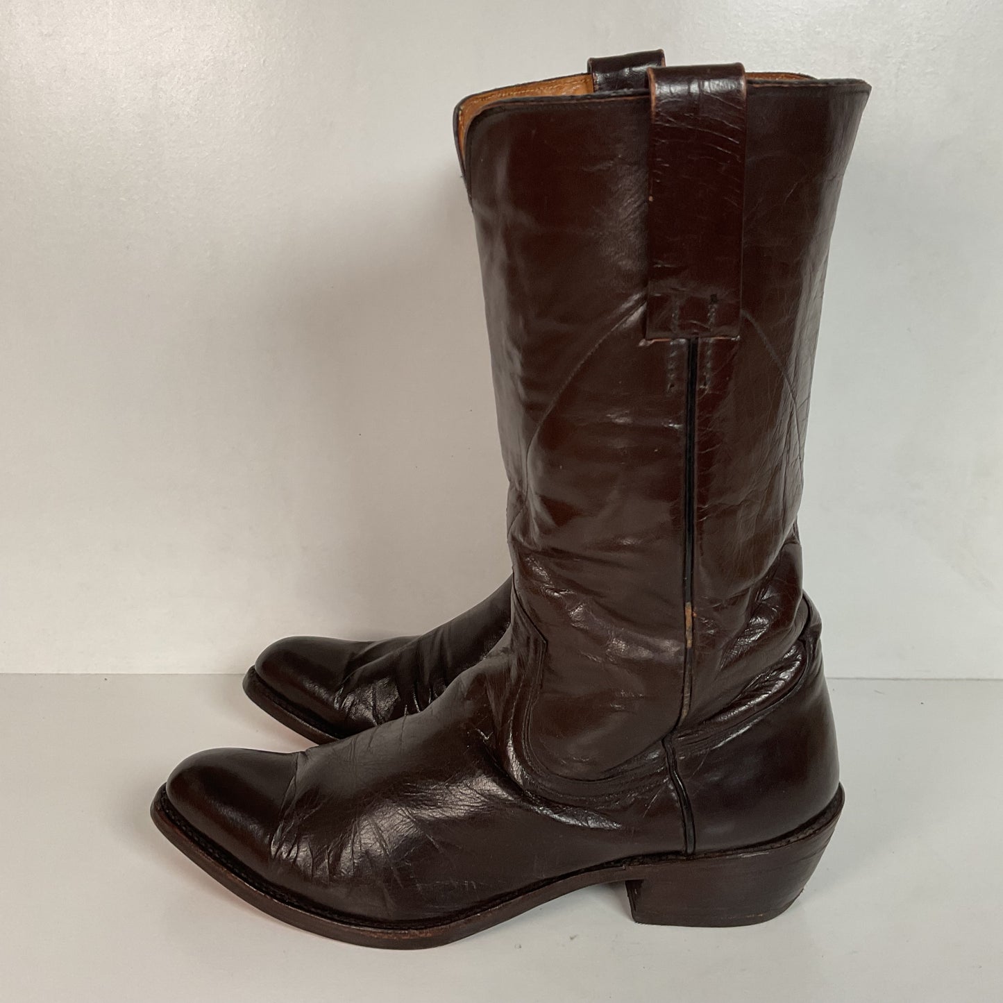 Vintage 1950s Frye Authentic Cowboy Boots 8.5 D Dark Brown Calfskin