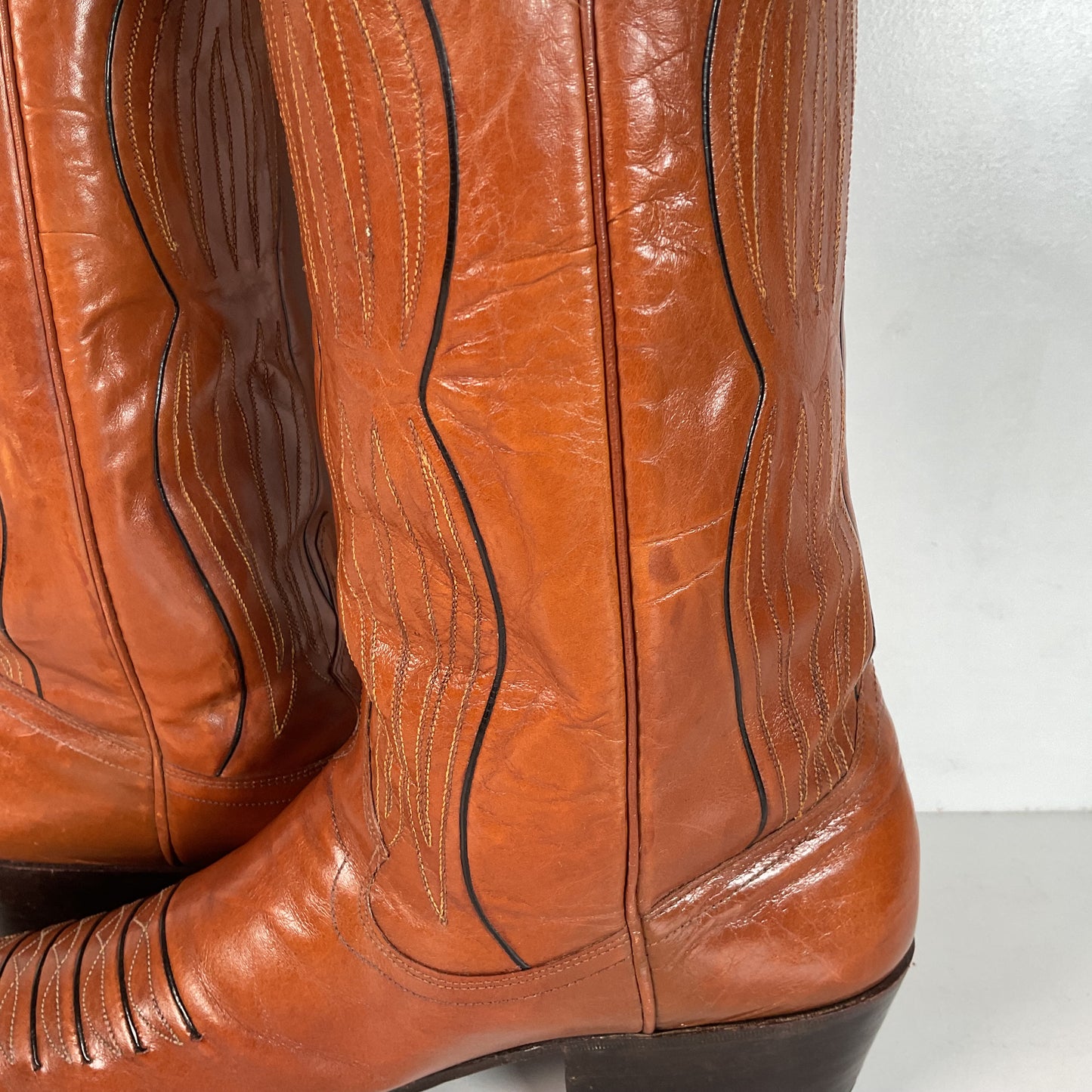 Vintage Dan Post Line Dancing Cowboy Boots 12 B Made in Spain