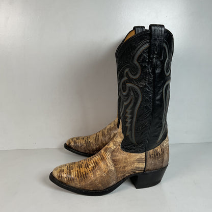 Vintage Tony Lama Natural Lizard Cowboy Boots 8.5 D USA Made
