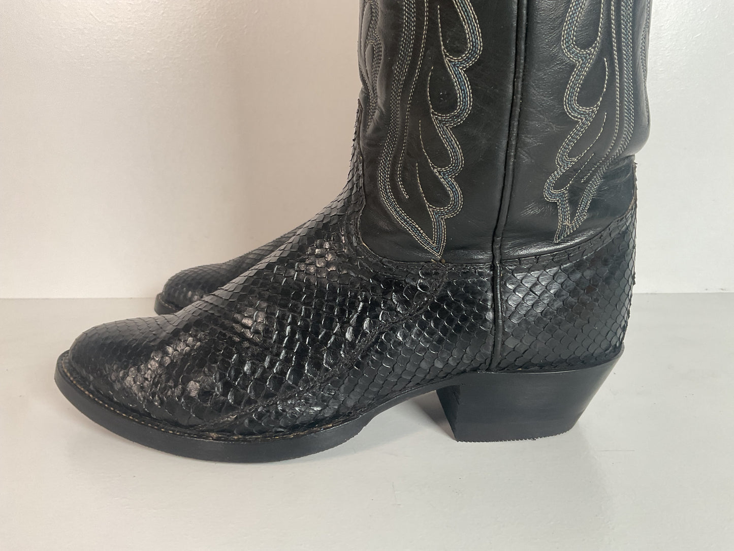 Vintage Tony Lama Anaconda Cowboy Boots | Snakeskin | Gold Label | Exotic | 9 D