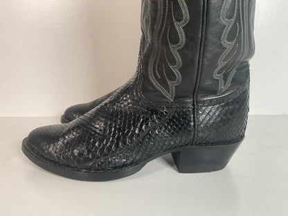 Vintage Tony Lama Anaconda Cowboy Boots | Snakeskin | Gold Label | Exotic | 9 D