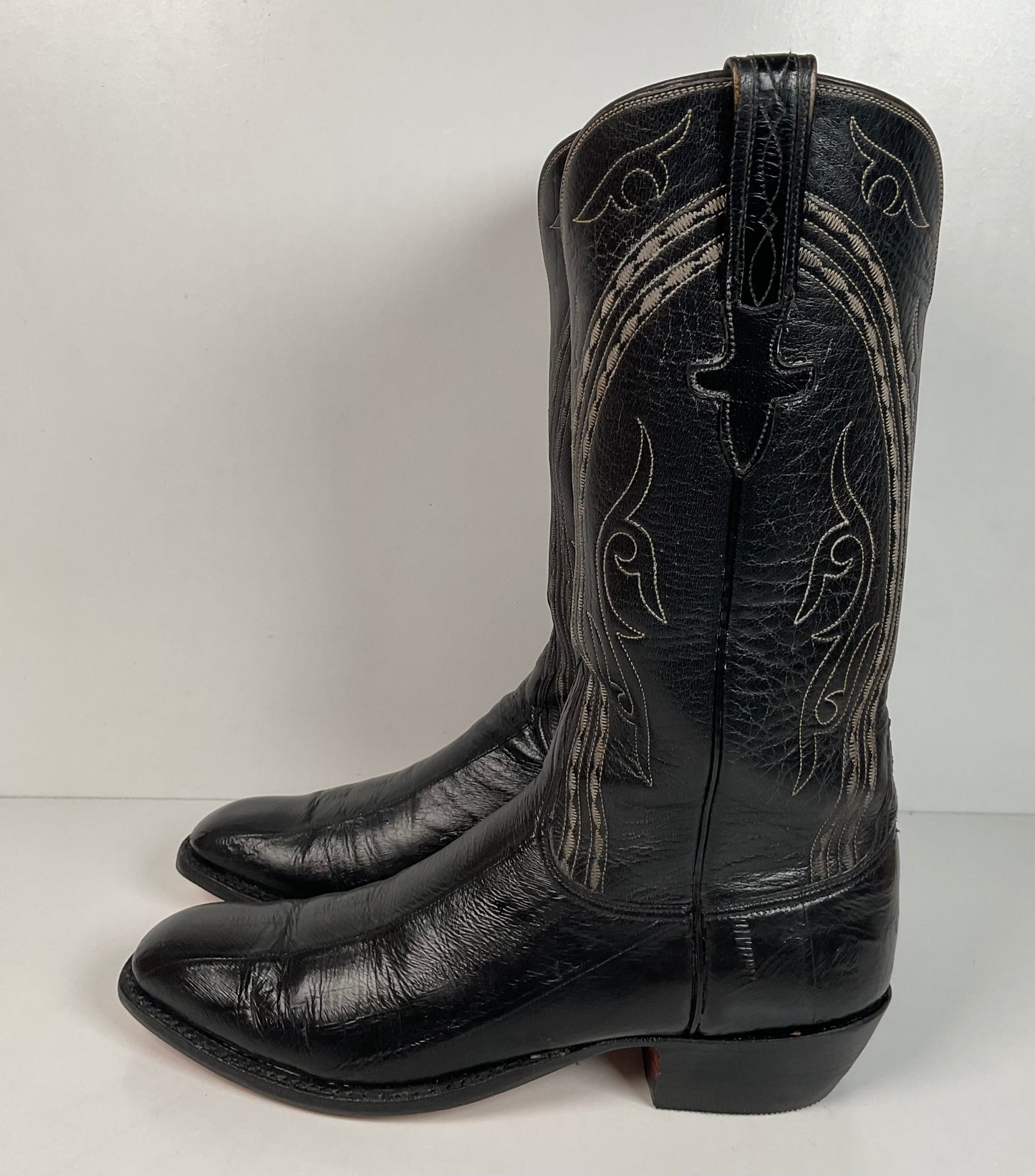 Lucchese San Antonio Exotic Eel Cowboy Boots 9 B Vintage French Toe