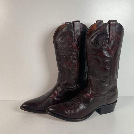 Lucchese For Resistol Ranch Cowboy Boots 9.5 D Black Cherry
