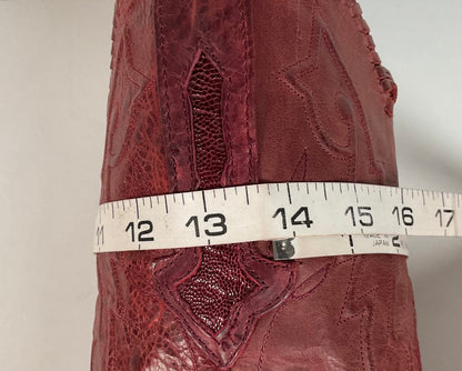 Montana Ostrich Leg Cowboy Boots | Exotic | Tooled Inlay | Men’s 6 | Women’s 7.5