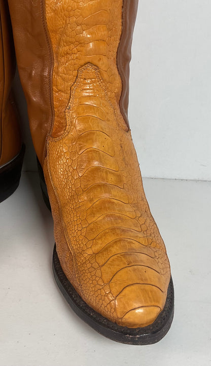 Vintage Tony Lama Ostrich Leg Cowboy Boots | Gold Label | Men’s 7 D | Women’s 8