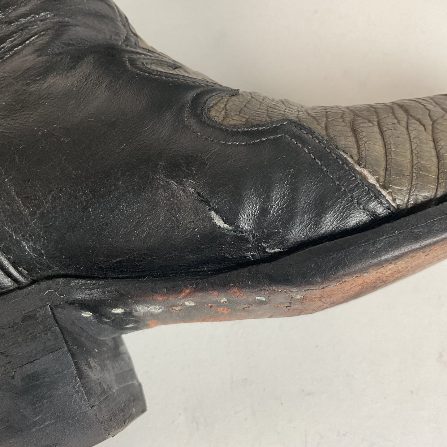 Vintage Larry Mahan Hornback Lizard Cowboy Boots 9.5 D Triad Thrashed HBL