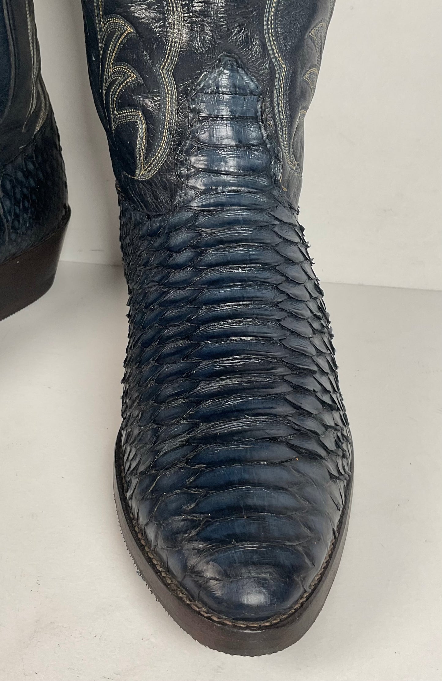 Vintage Nocona Python Snakeskin Cowboy Boots | USA Made | Royal Blue | 9 EE
