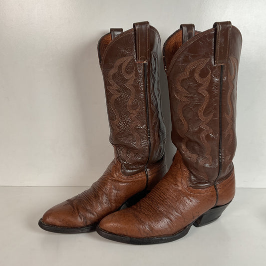Vintage Pre-Ban Whale Print/Imitation Skin Cowboy Boots 7 D Trail Boss Thrashed Exotic