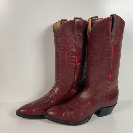 Vintage Tony Lama Red Wine Cowboy Boots Men’s 9 D | Women’s 10 Gold Label