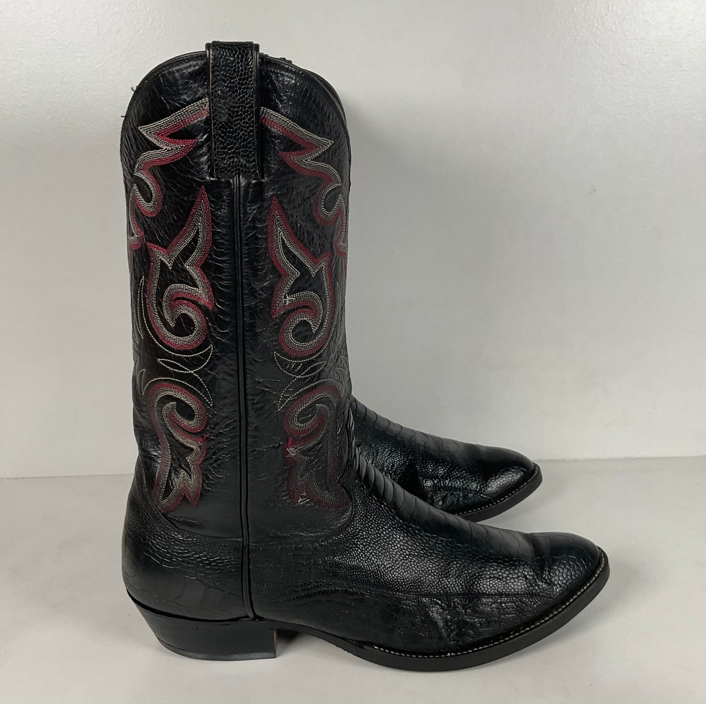 Vintage Panhandle Slim Ostrich Leg Cowboy Boots | Exotic | Black | Men’s 12 D