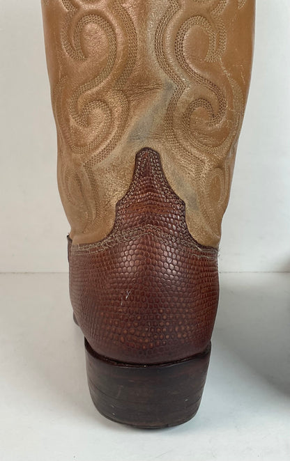 Vintage Lucchese San Antonio Lizard Teju Cowboy Boots 9.5 B