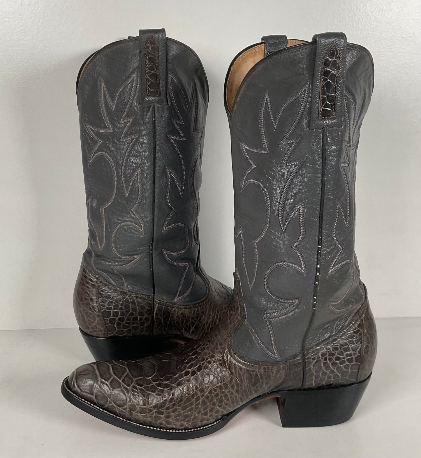 Vintage Exotic Cowboy Boots | Pre Ban | Grey | Wide | Men’s 10