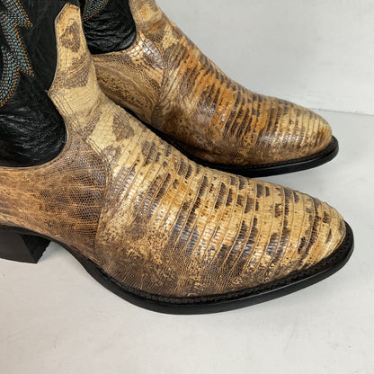 Vintage Tony Lama Natural Lizard Cowboy Boots 8.5 D USA Made