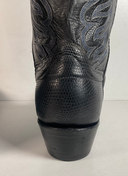 Black Lizard Teju Cowboy Boots 11 D Round Toe
