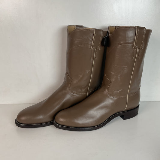Justin Men’s Taupe Grey Roper Boots 9 D USA Made