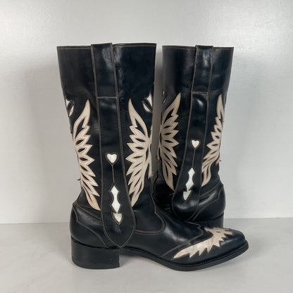Vintage Thunderbird Cowboy Boots | Tooled Inlays | Mule Ear | 1960s | Men’s 9