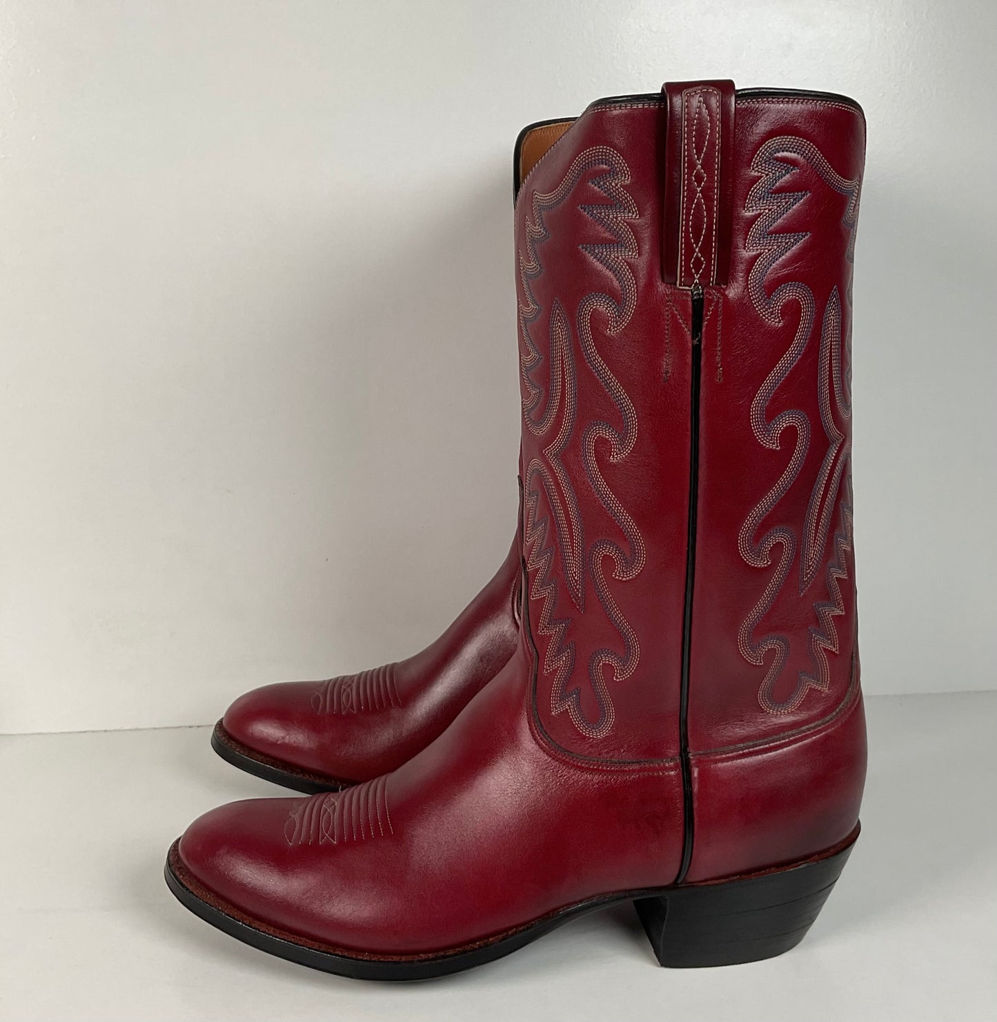 Vintage Lucchese San Antonio Cowboy Boots | Burgundy | Men’s 9 D