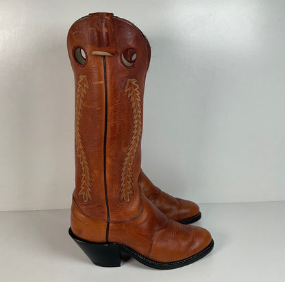 Olathe Brown Mule Buckaroo Boots | Tall Top | USA Made | Men’s 8.5 D