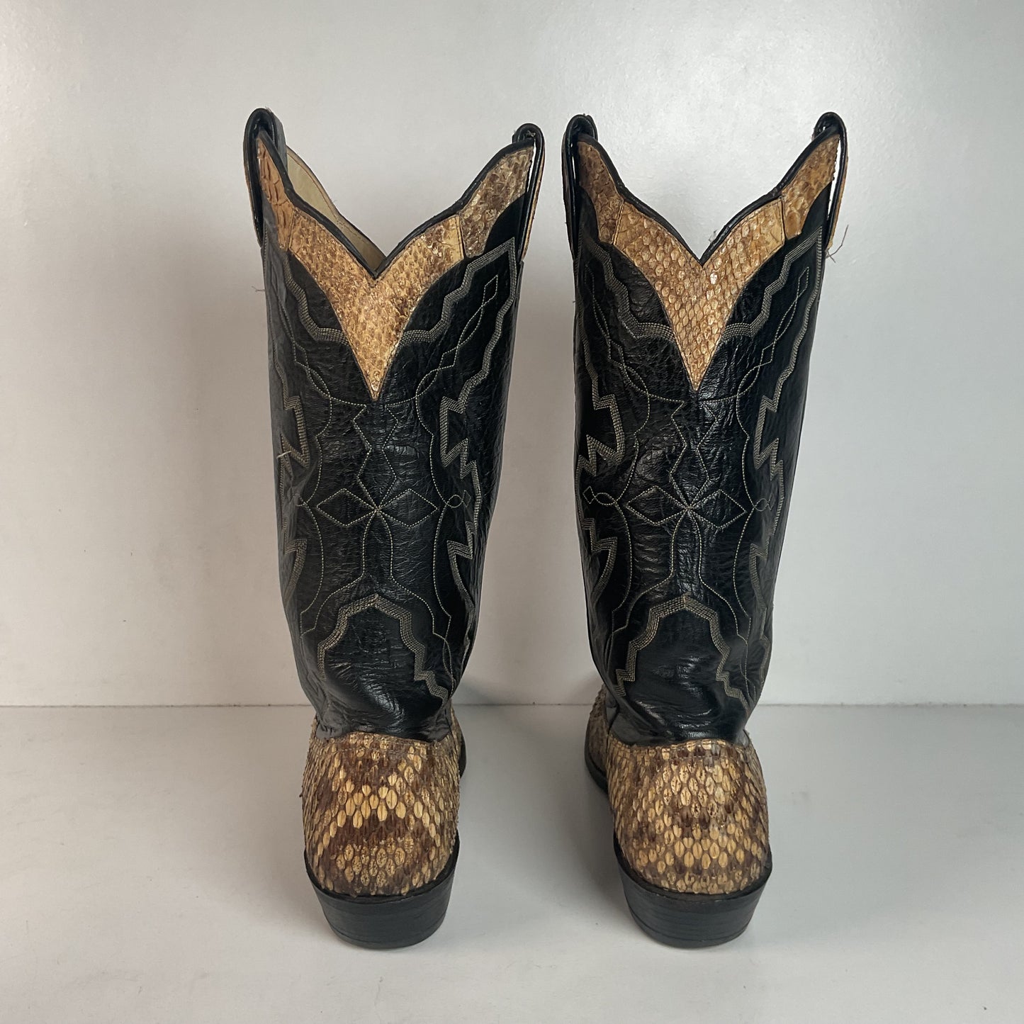 Diamondback Rattlesnake Cowboy Boots | Custom Made | Collar Overlay | Men’s 10 B