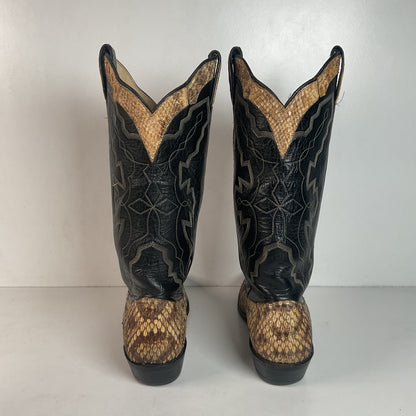 Diamondback Rattlesnake Cowboy Boots | Custom Made | Collar Overlay | Men’s 10 B