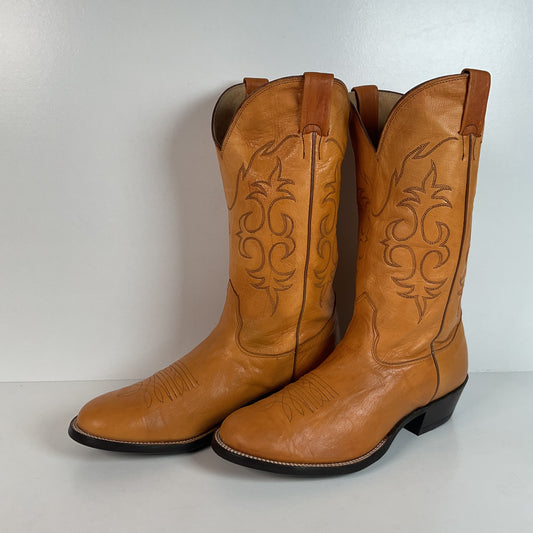 Vintage Nocona Pig Skin Cowboy Boots | Boar | Butterscotch | USA Made | 10.5 EE