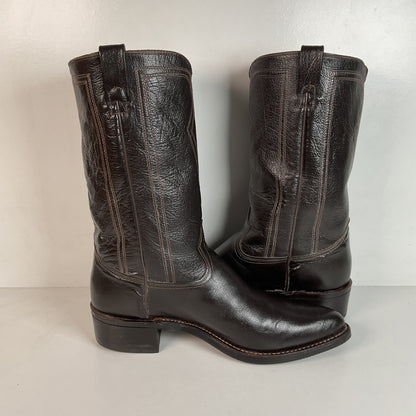 Vintage 1970s Texas Brand Water Buffalo Cowboy Boots 13 D USA Made Exotic