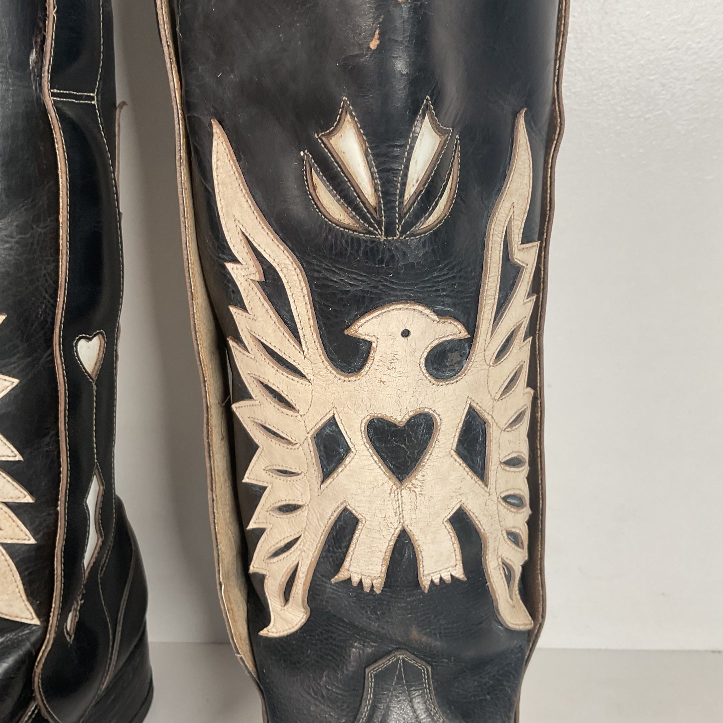 Vintage Thunderbird Cowboy Boots | Tooled Inlays | Mule Ear | 1960s | Men’s 9