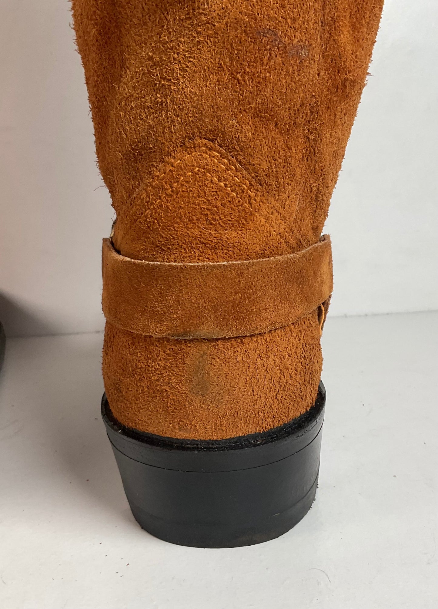1970s Texas Suede Harness Boots 9 D USA Made Rough Out