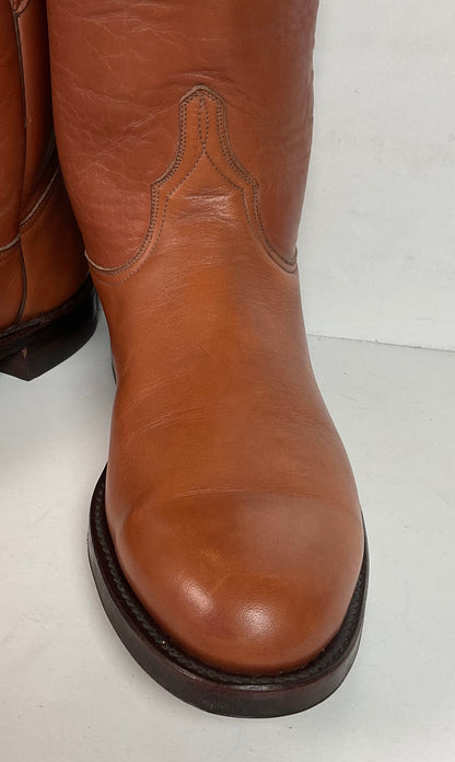 Vintage Lucchese Roper Boots 8.5 D USA Made Royal Calf