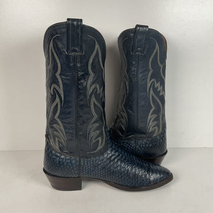 Vintage Nocona Python Snakeskin Cowboy Boots | USA Made | Royal Blue | 9 EE