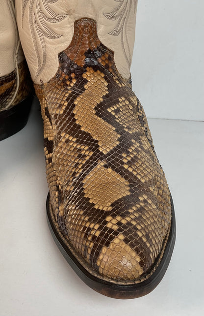 Vintage Laredo Front Cut Python Cowboy Boots 12 D USA Made Snakeskin