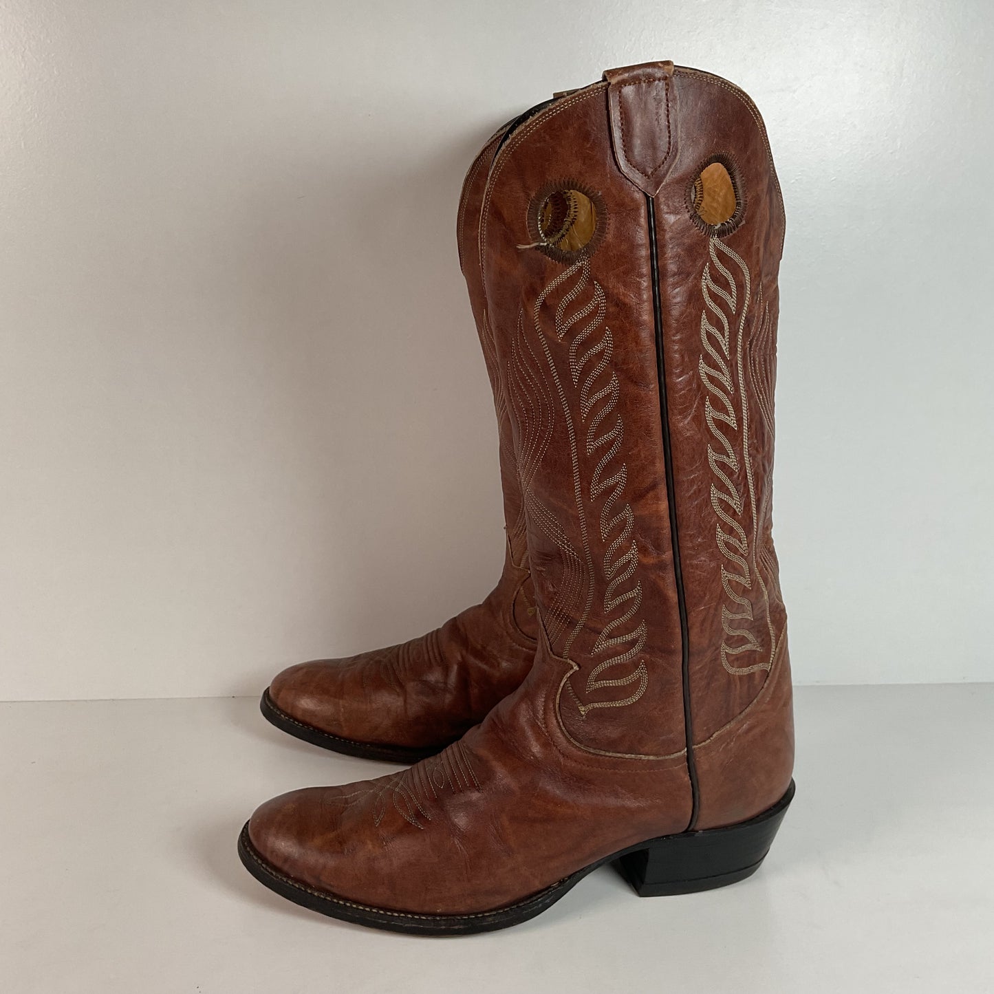 Vintage Tony Lama Buckaroo Boots | Chocolate Cow | Gold Label | 1970s | 11 D