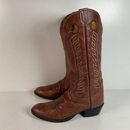 Vintage Tony Lama Buckaroo Boots | Chocolate Cow | Gold Label | 1970s | 11 D