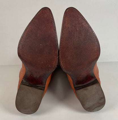 Custom Smooth Ostrich Cowboy Boots | Exotic | Tooled Inlay | Men’s 8.5