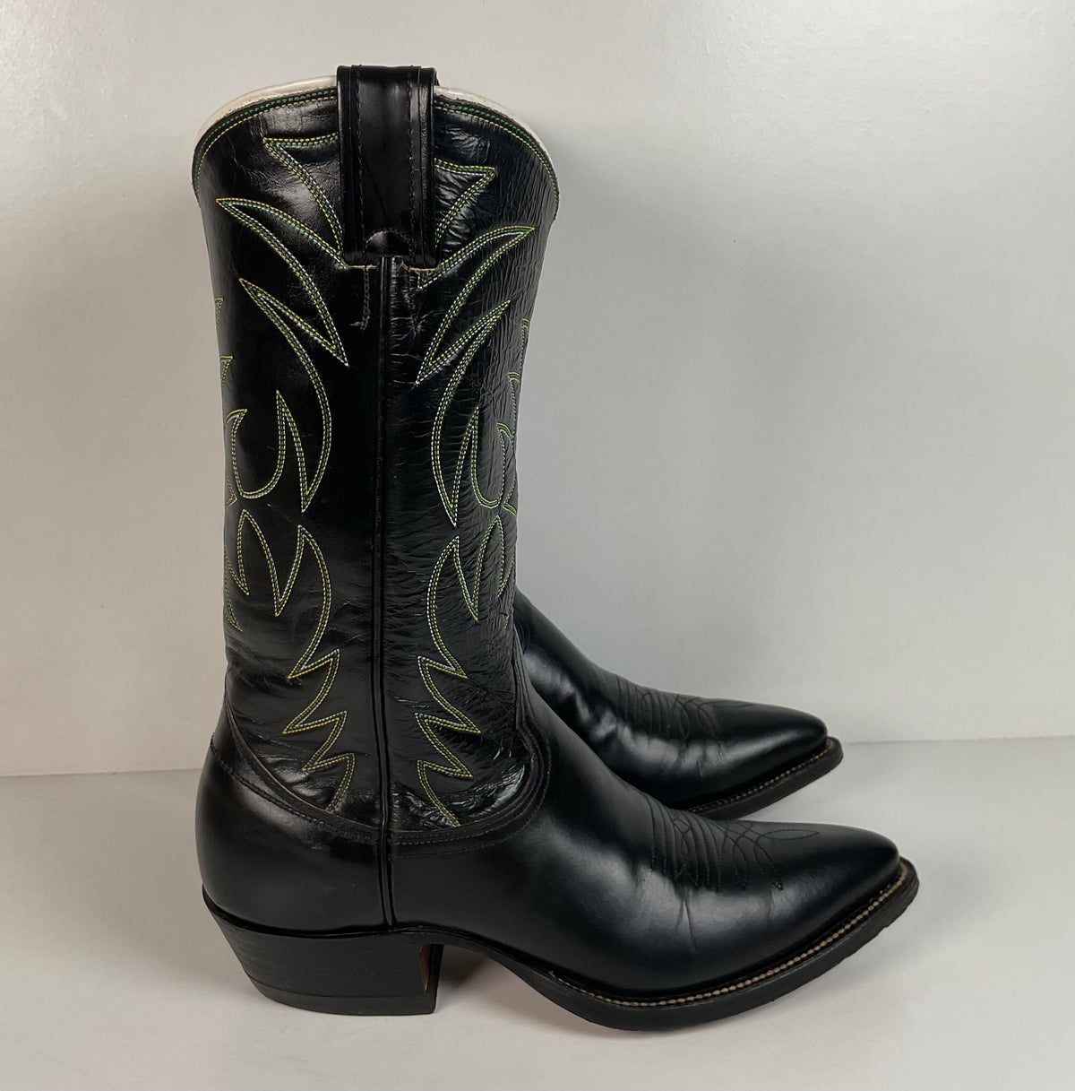 Vintage Nocona Cowboy Boots | 1970s | Black Calf | Men’s 7.5 D