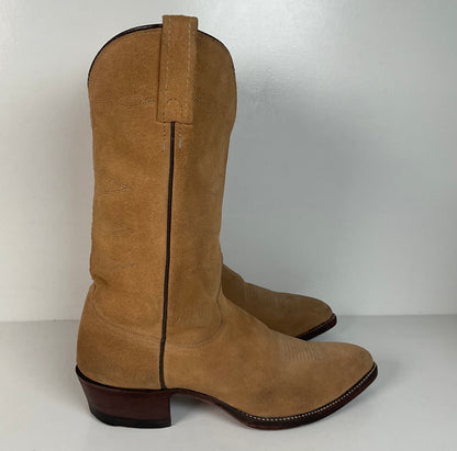 Vintage J. Chisholm Cowboy Boots | Full Suede Rough Out | USA Made | Men’s 9 D