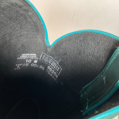 Vintage Dan Post For Code West Cowgirl Boots | Tooled Green Upper | Women’s 10 M